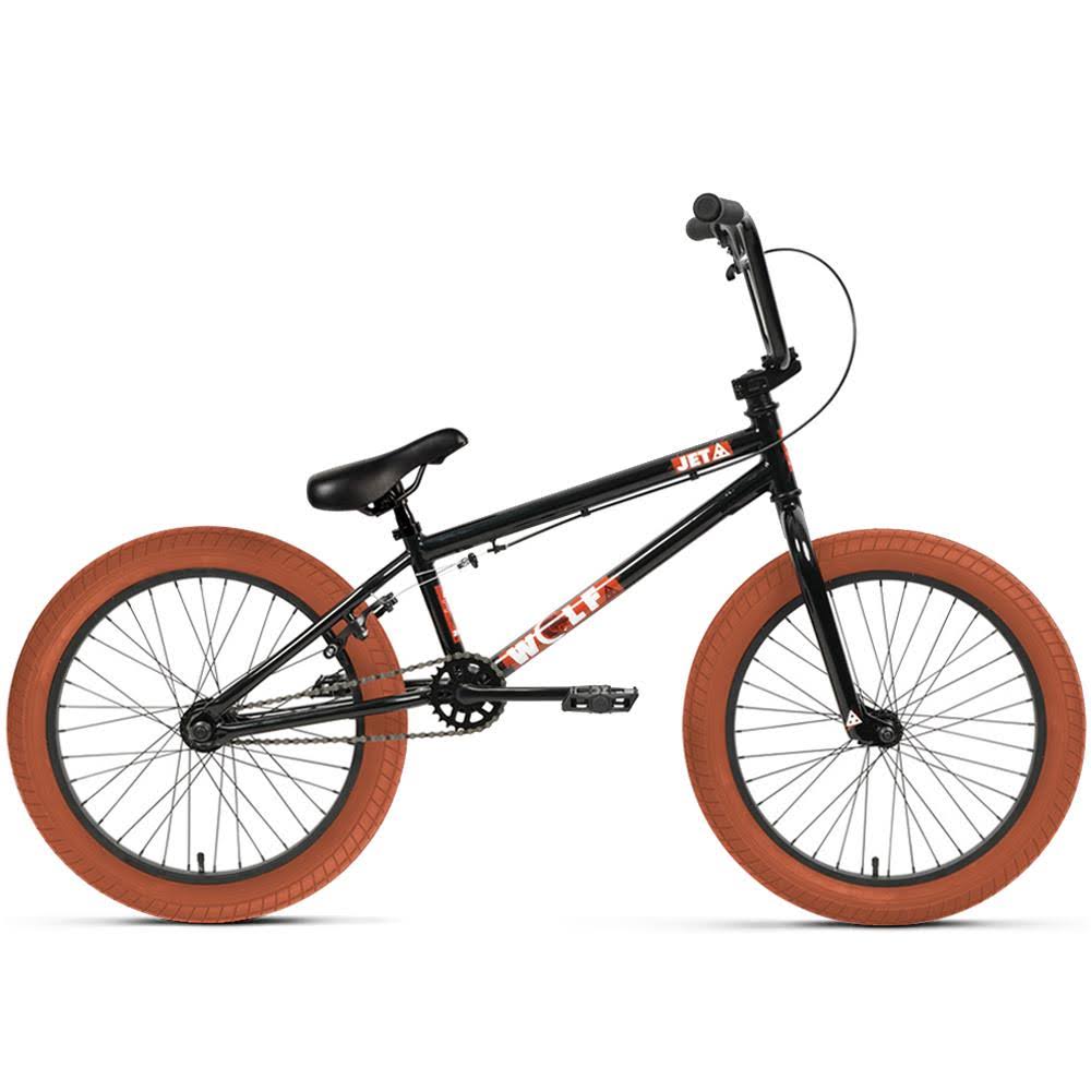 Jet BMX Wolf BMX Bike Gloss Black with Red Tyre