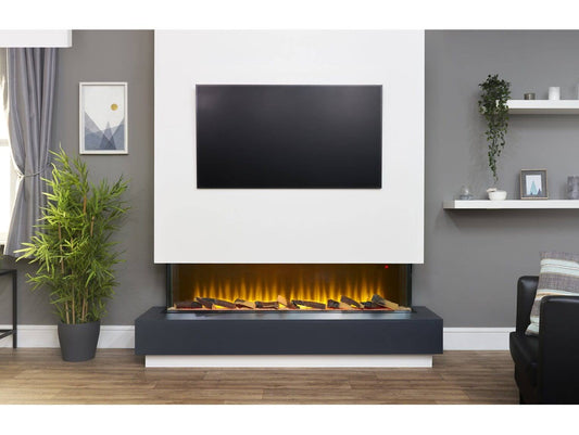 Adam Sahara Electric Inset Media Wall Fire with Remote Control, 61 Inch