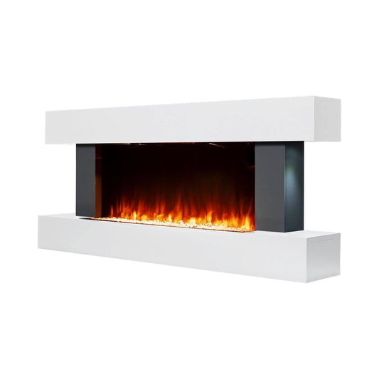 White Wall Mounted Electric Fireplace Suite with LED Lights – Amberglo