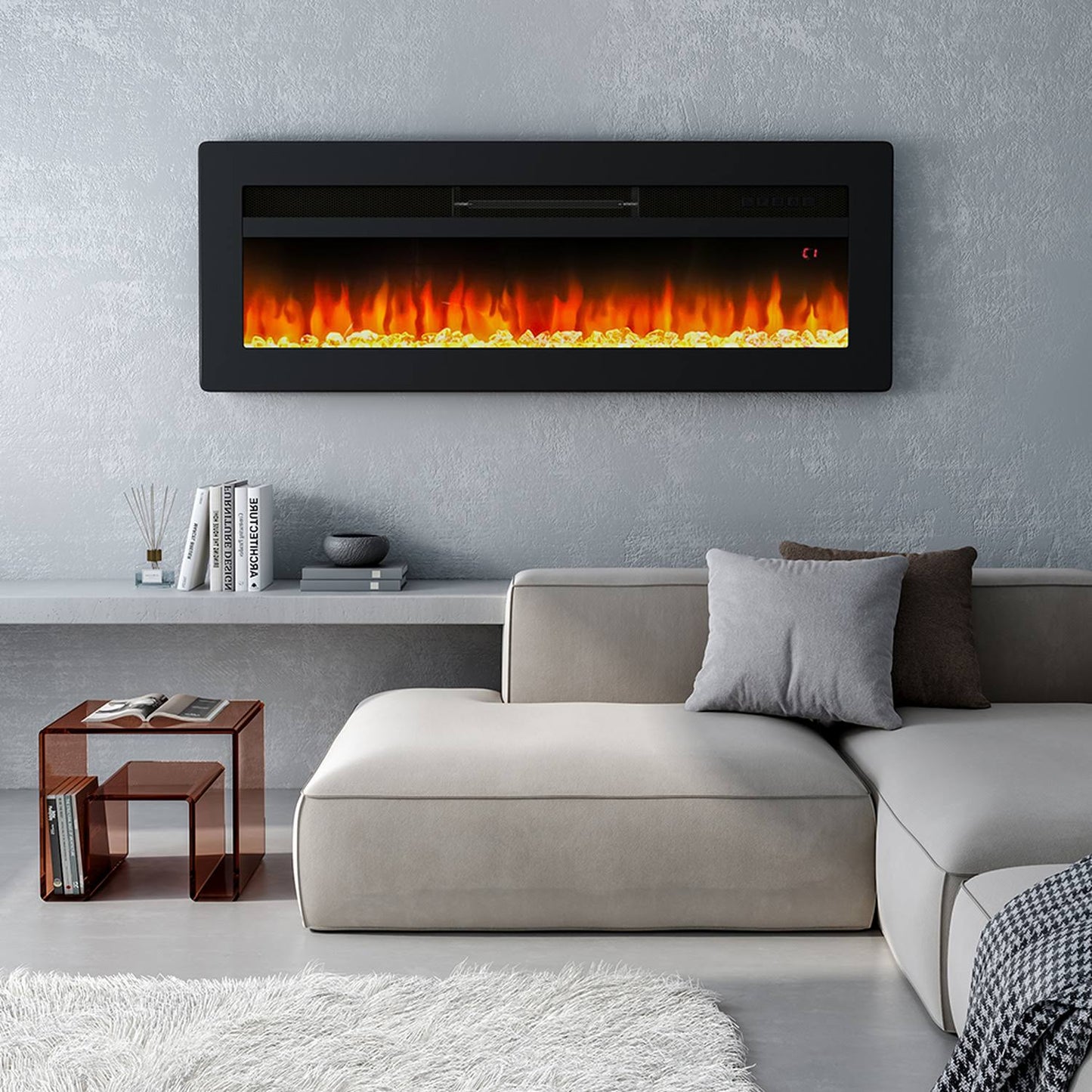 Wall Mounted Freestanding Electric Fireplace – Black / 102cm