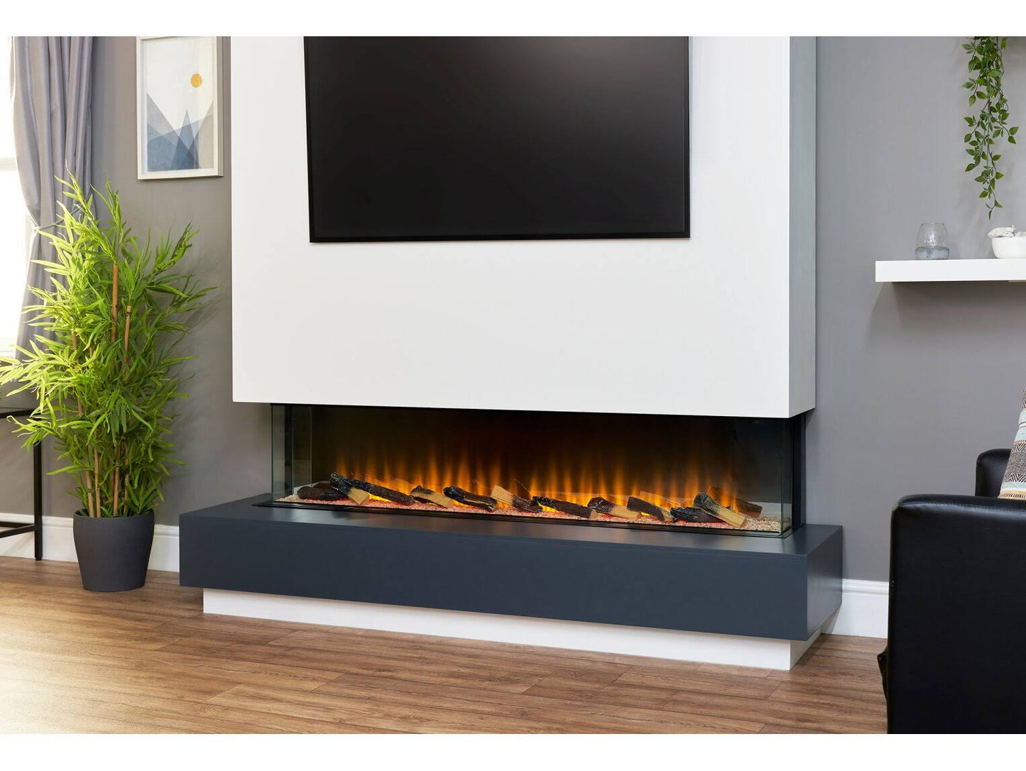 Adam Sahara Electric Inset Media Wall Fire with Remote Control, 61 Inch