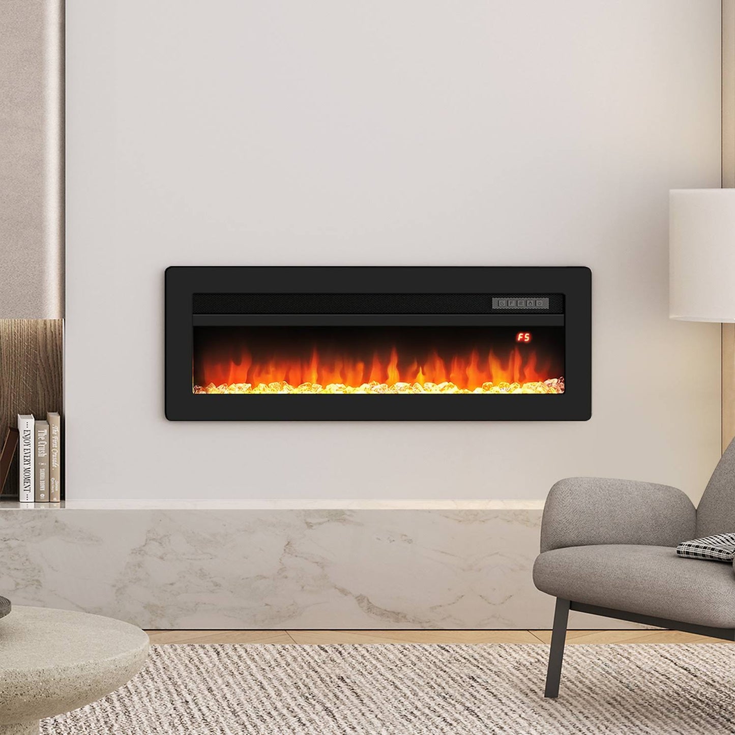 Wall Mounted Freestanding Electric Fireplace – Black / 102cm