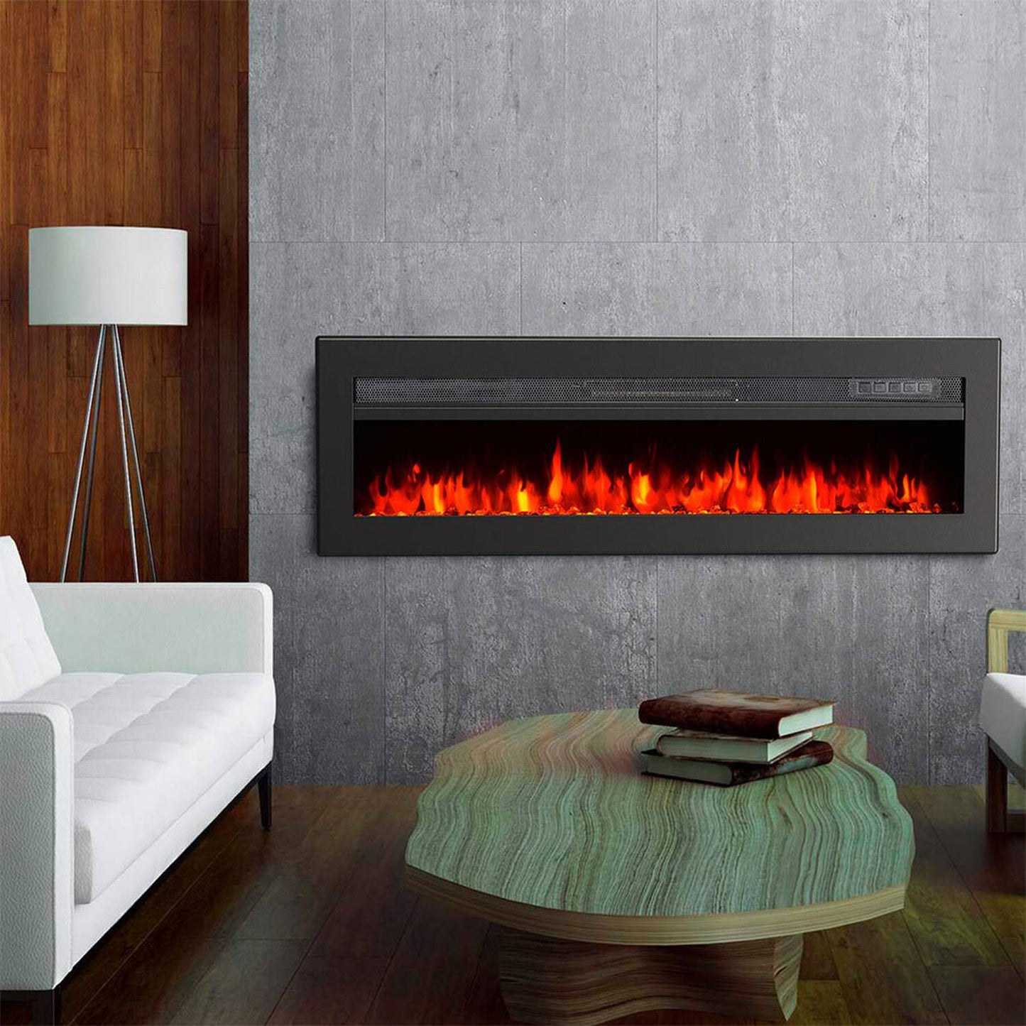 Wall Mounted Freestanding Electric Fireplace – Black / 102cm