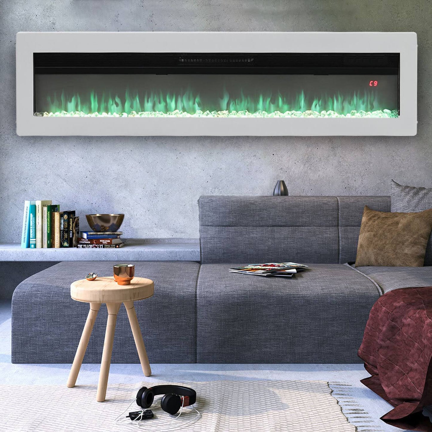 Wall Mounted Freestanding Electric Fireplace – White / 127cm