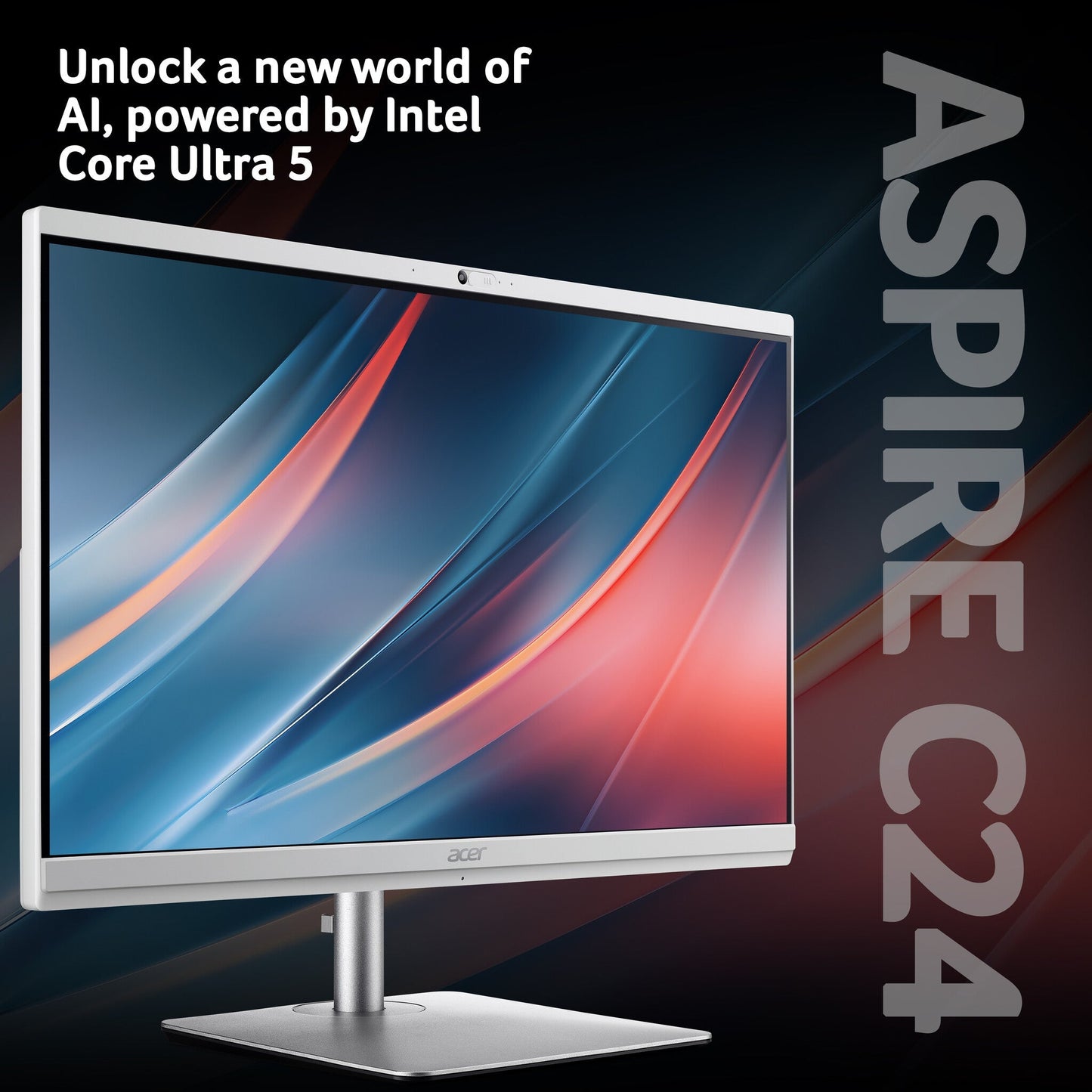 Acer Aspire C24-195ES All-in-One Desktop - Intel Core Ultra 5-125U, 16GB, 1TB SSD, Integrated, 23.8" Full HD, Windows 11, White