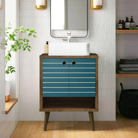 Altom 24" Single Bathroom Vanity Set Mercury Row Base Finish: Rustic Brown/Aqua Blue | Bathroom Vanities