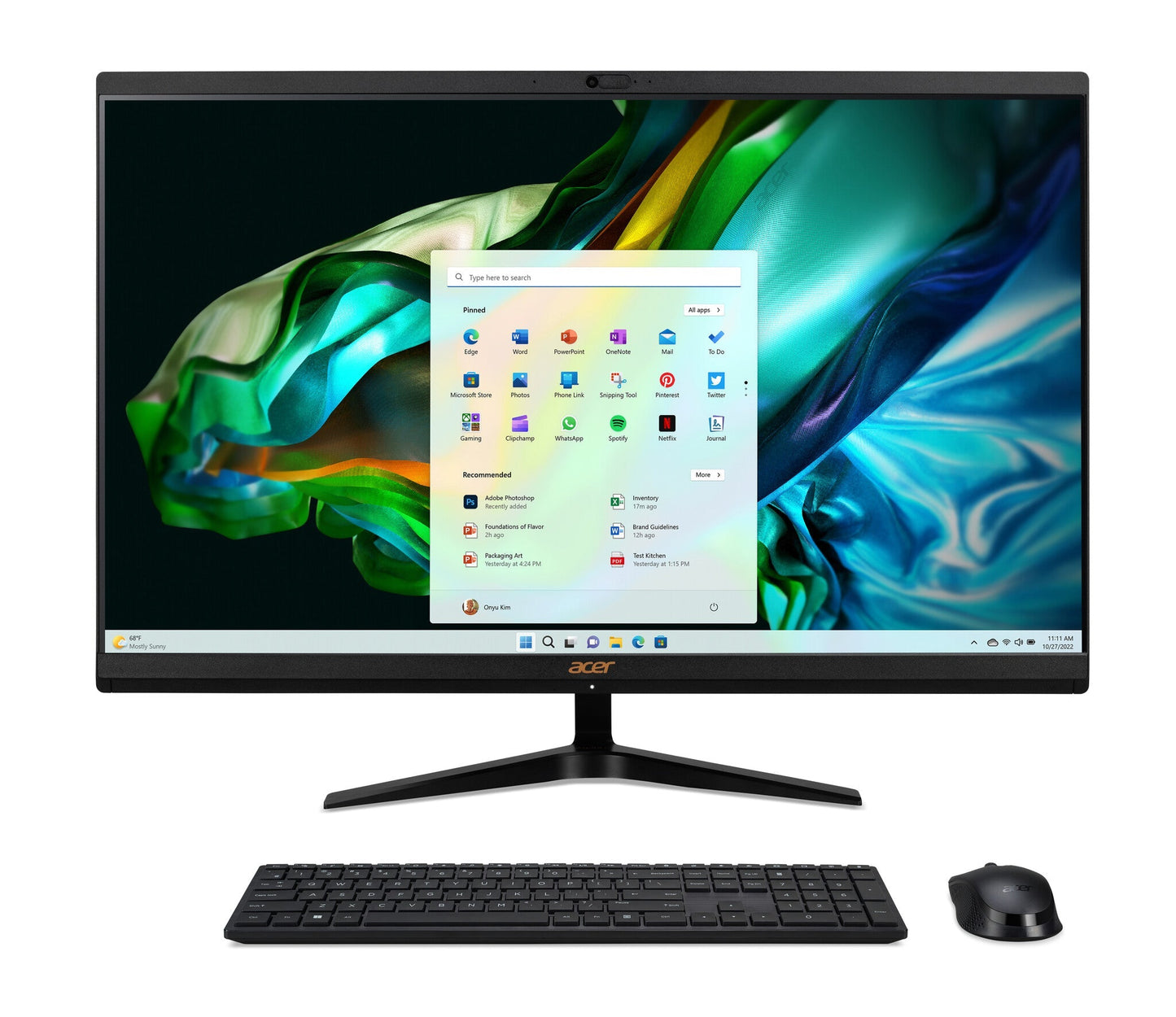 Acer Aspire C27-1800 All-in-One Desktop - Intel Core i5-12450H, 8GB, 512GB SSD, Integrated, 27" Full HD, Windows 11, Black