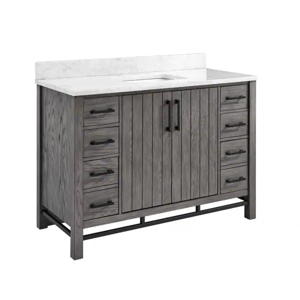 Home Decorators Collection Stanbury 48 in. W x 22 in. D Vanity in Cashmere with Carrara Marble Vanity Top with White Basin | Bathroom Vanities