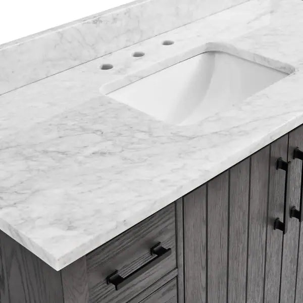 Home Decorators Collection Stanbury 48 in. W x 22 in. D Vanity in Cashmere with Carrara Marble Vanity Top with White Basin | Bathroom Vanities