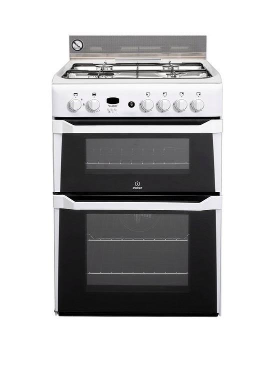 Indesit ID60G2W Gas Double Cooker White 60cm