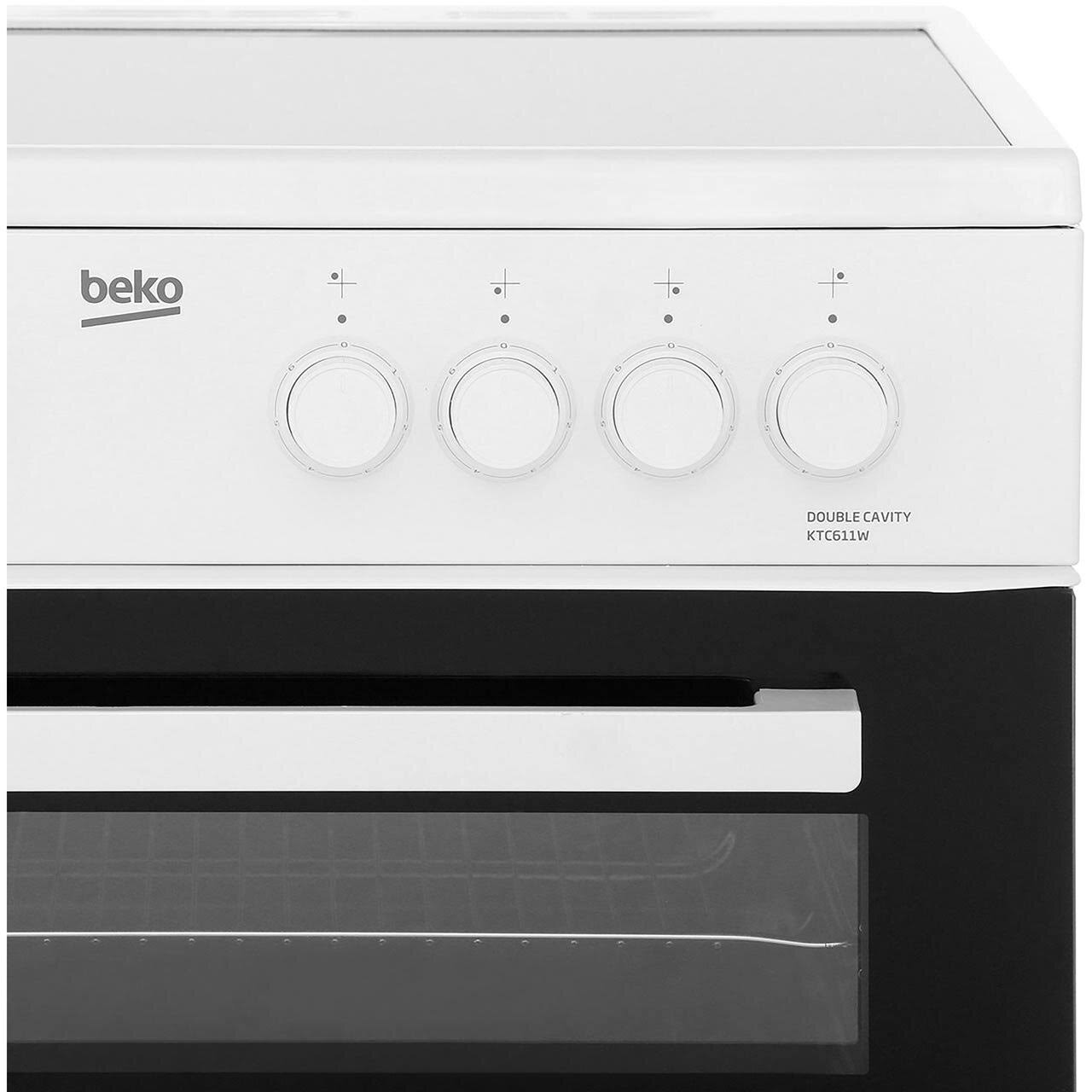 Beko KTC611W 60cm Electric Cooker with Ceramic Hob - White