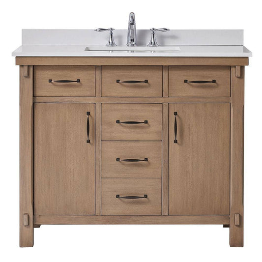 Home Decorators Collection Bellington 42 in. W x 22 in. D Vanity in Almond Toffee with Marble Vanity Top in White with White Sink | Bathroom Vanities