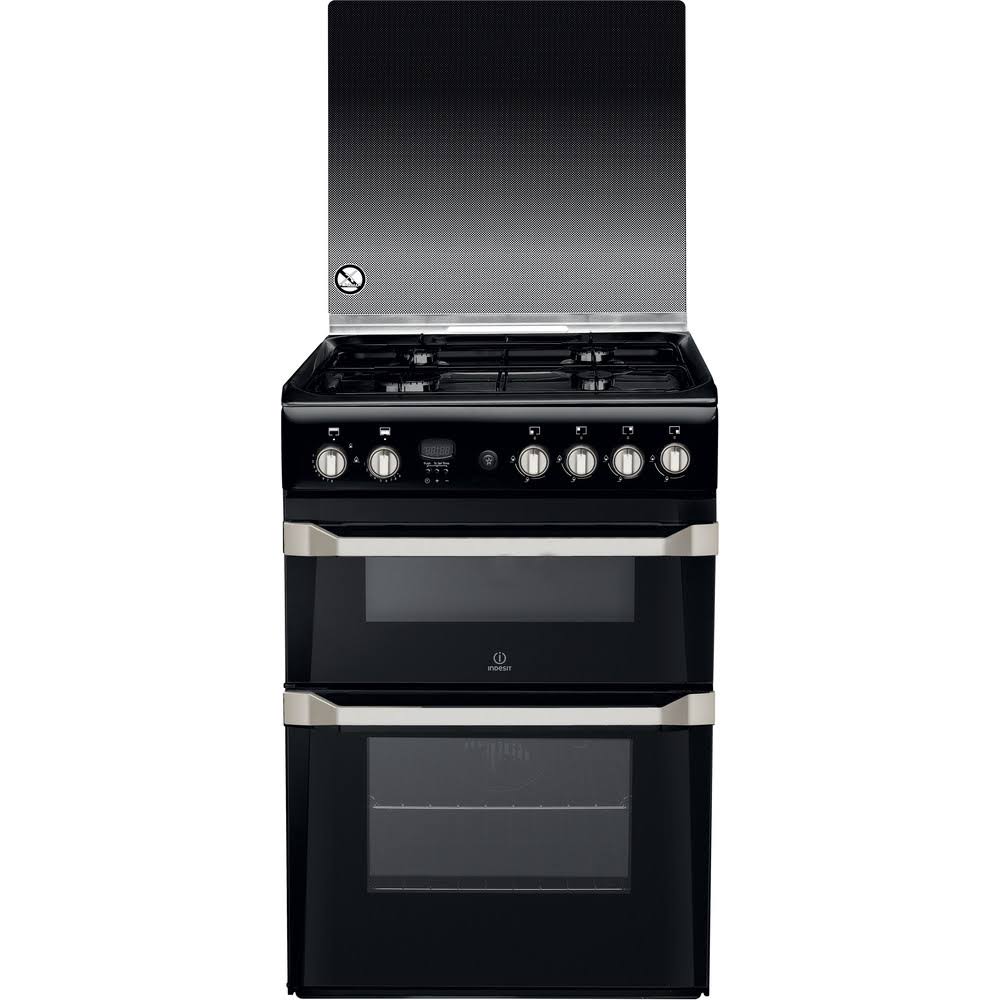 Indesit ID60G2K 60cm Double Gas Cooker Black