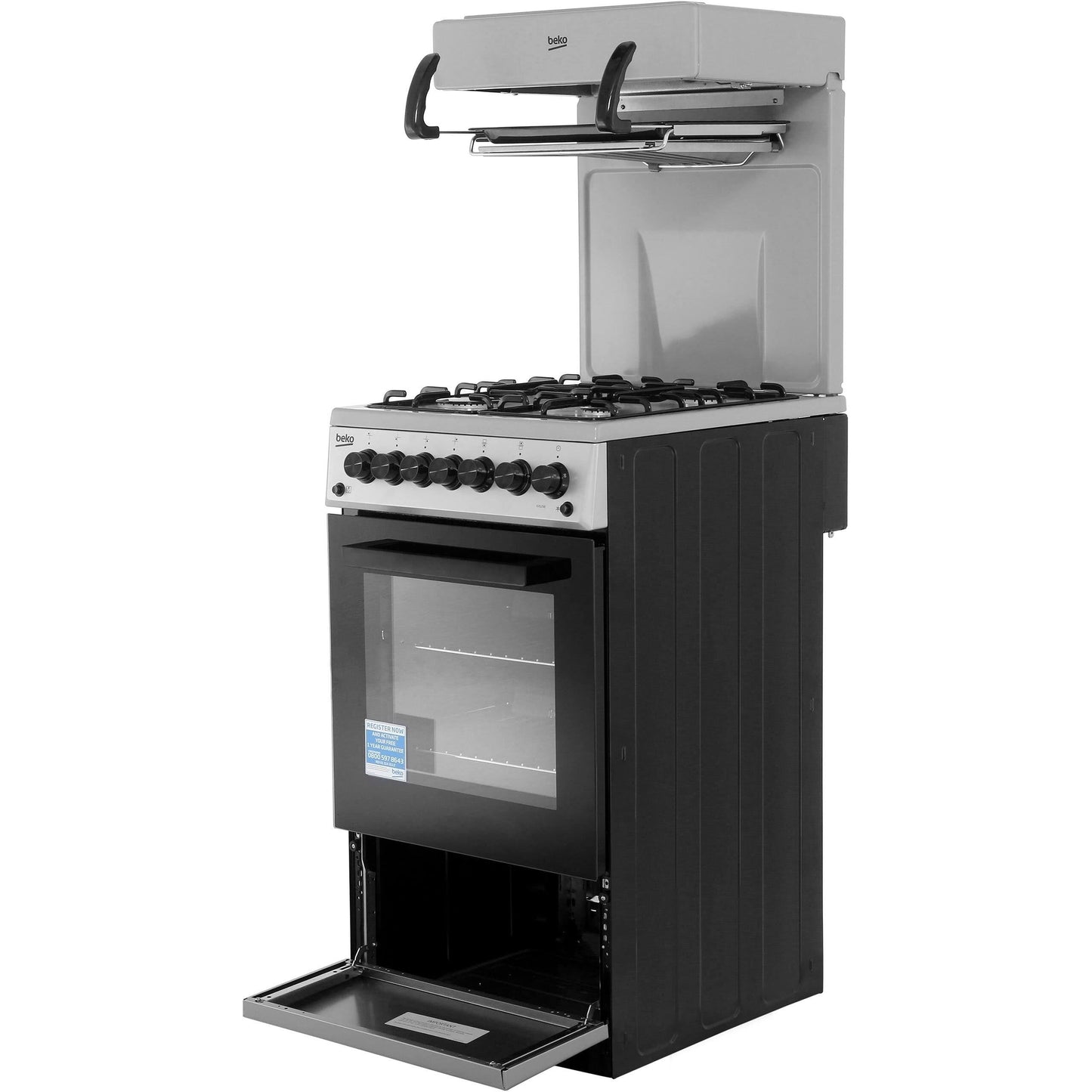 Beko KA52NES 50cm Gas Cooker with Grill - Silver