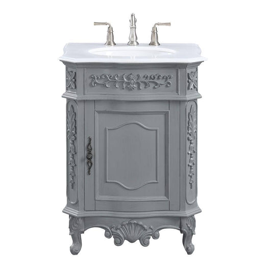 Home Decorators Collection Winslow 26 in. W x 22 in. D Bath Vanity in Antique Gray with Vanity Top in White Marble with White Ba | Bathroom Vanities