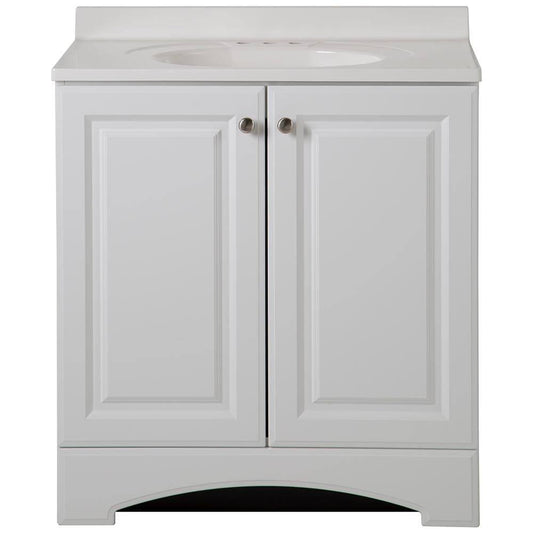 30-1/2 in. W Vanity in White with Cultured Marble Vanity Top in White | Bathroom Vanities