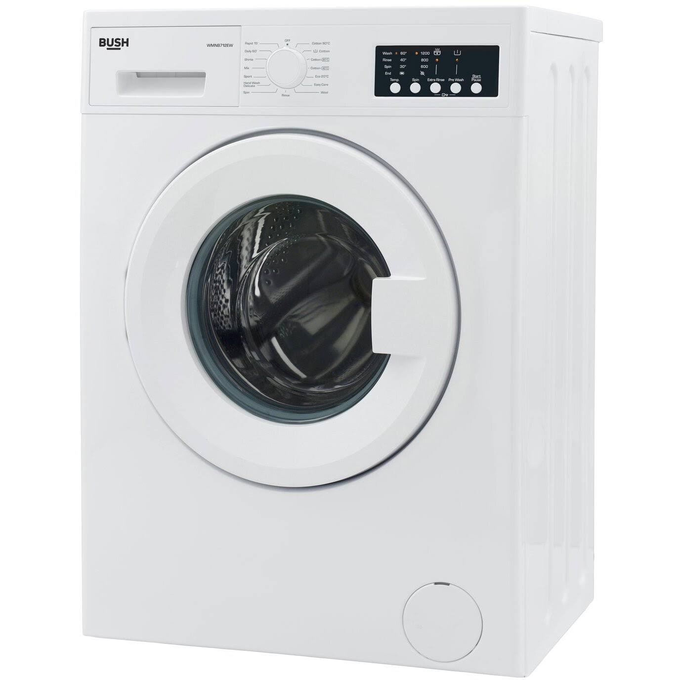 Bush WMSAE712EW Free Standing 7kg 1200 Spin Washing Machine - White