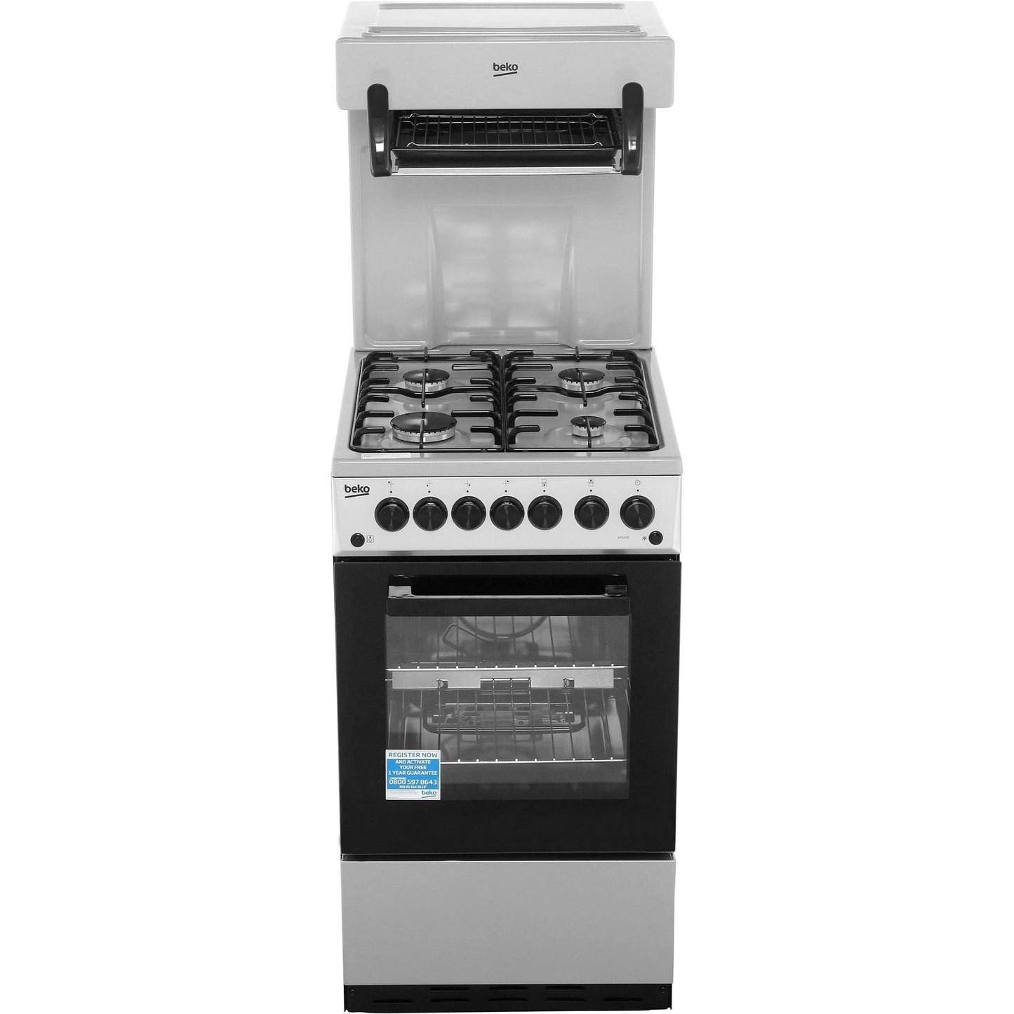 Beko KA52NES 50cm Gas Cooker with Grill - Silver