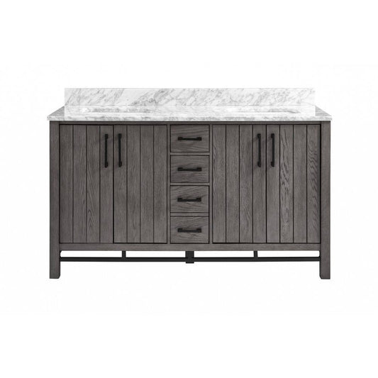 Home Decorators Collection Stanbury 60 in. W x 22 in. D Double Vanity in Cashmere with Carrara Marble Vanity Top with White Basins | Bathroom Vanities