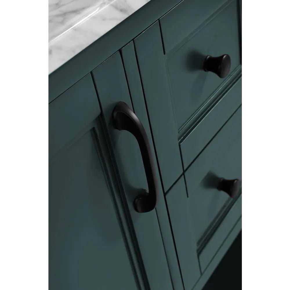 Home Decorators Collection Sherway 49 in. W x 22 in. D Bath Vanity in Antigua Green with Marble Vanity Top in Carrara White with White Basins | Bathroom Vanities