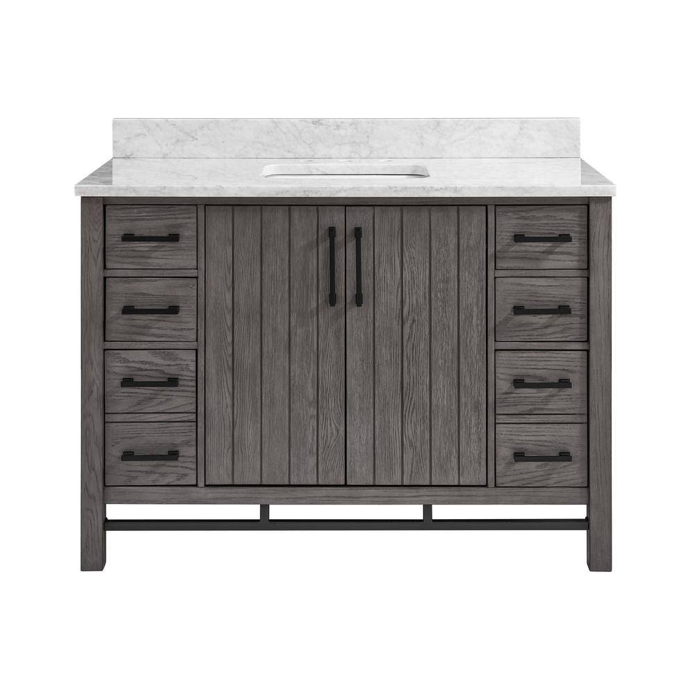 Home Decorators Collection Stanbury 48 in. W x 22 in. D Vanity in Cashmere with Carrara Marble Vanity Top with White Basin | Bathroom Vanities