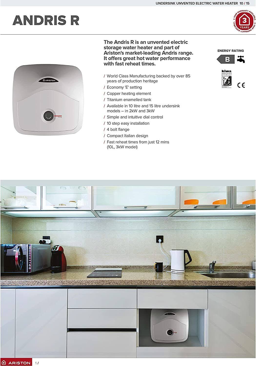 Ariston Andris R 10L Under Sink Water Heater 2kW