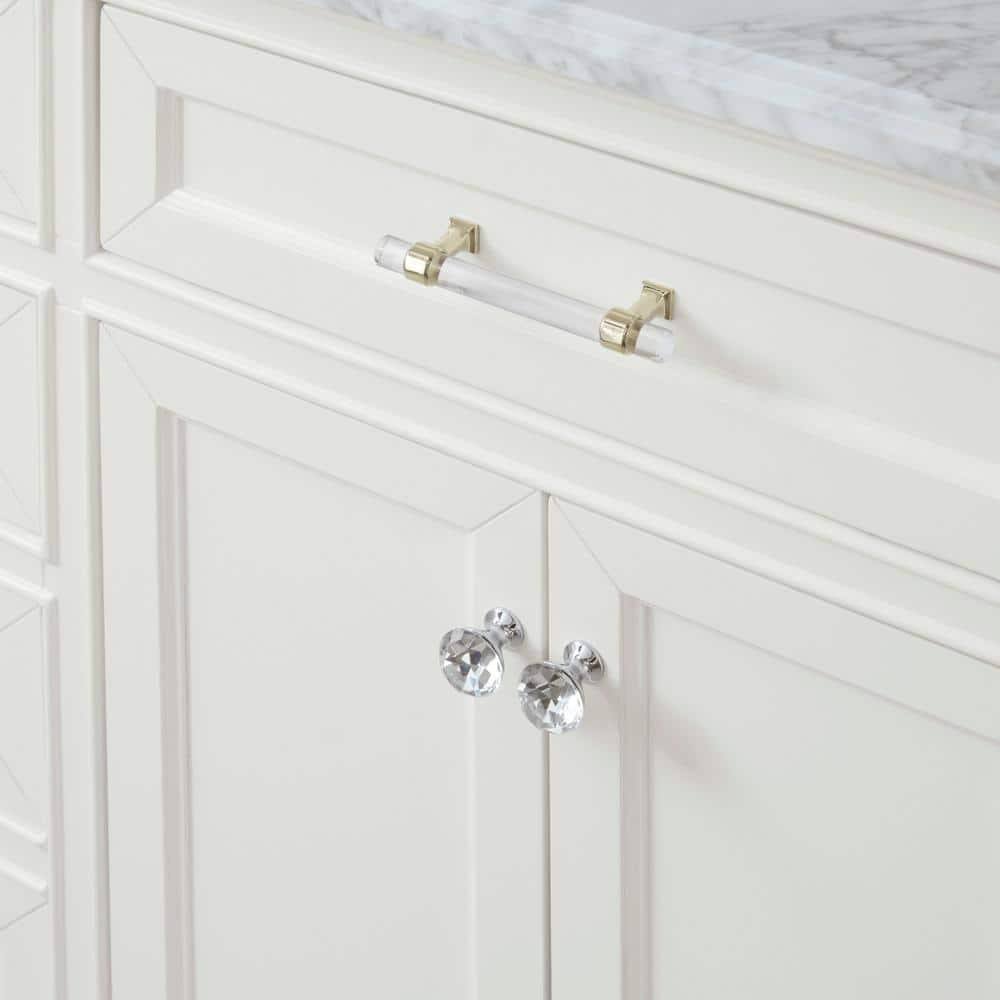 Home Decorators Collection Windflower 61 in. W x 22 in. D x 35 in. H Bath Vanity in White with Carrera Marble Vanity Top in White | Bathroom Vanities