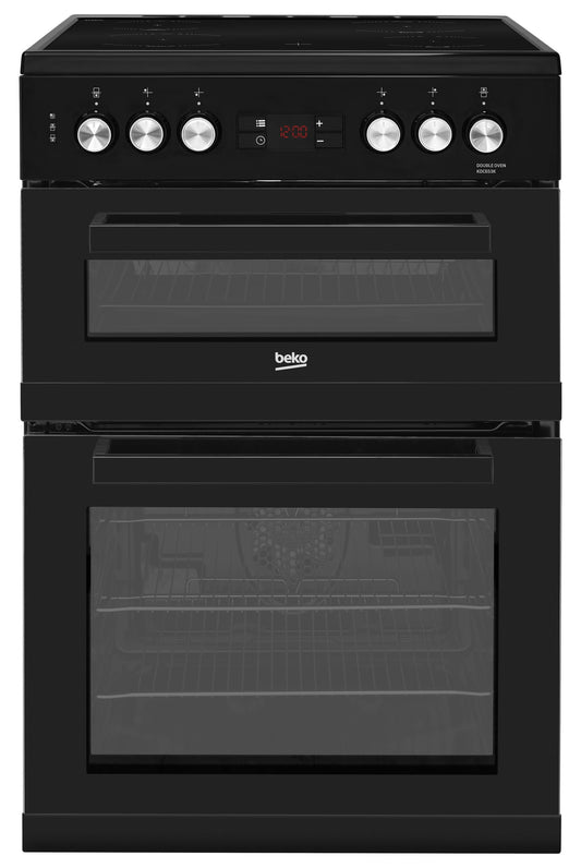 Beko KDC653K 60cm Double Oven Electric Cooker with Ceramic Hob - Black