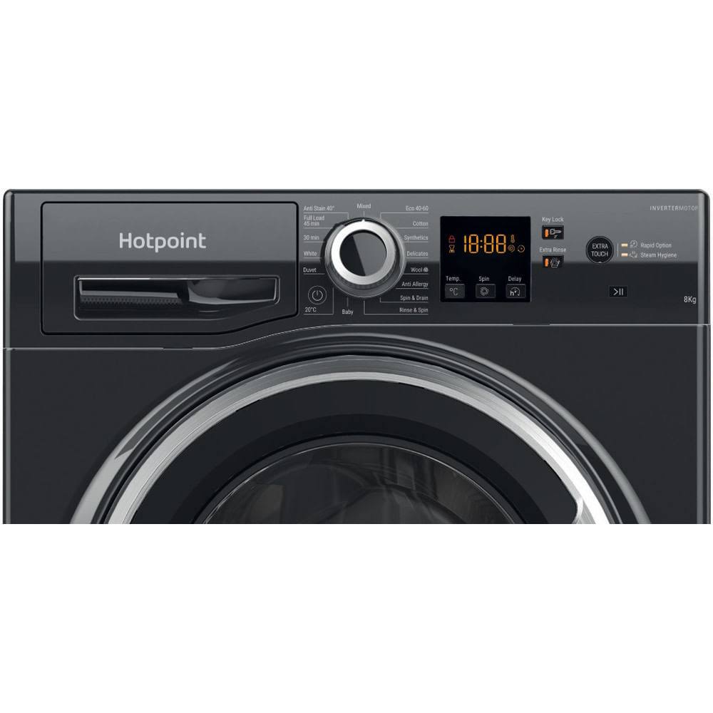 Hotpoint 8kg 1400 Spin Washing Machine - Black - REFURB-C