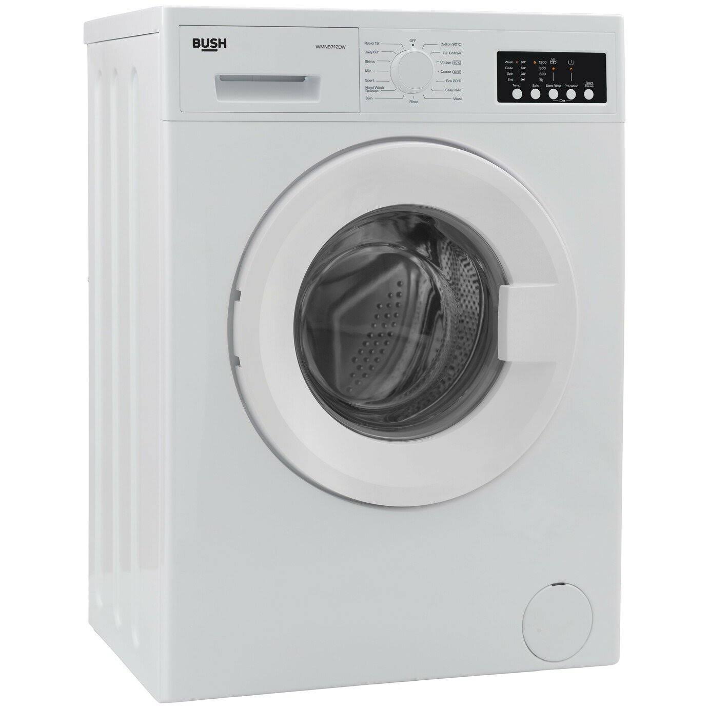 Bush WMSAE712EW Free Standing 7kg 1200 Spin Washing Machine - White