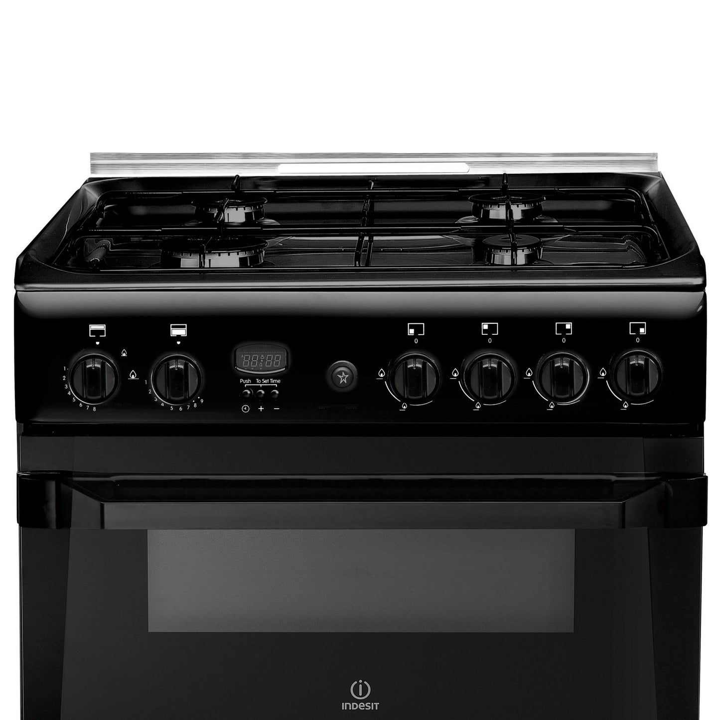 Indesit ID60G2K 60cm Double Gas Cooker Black