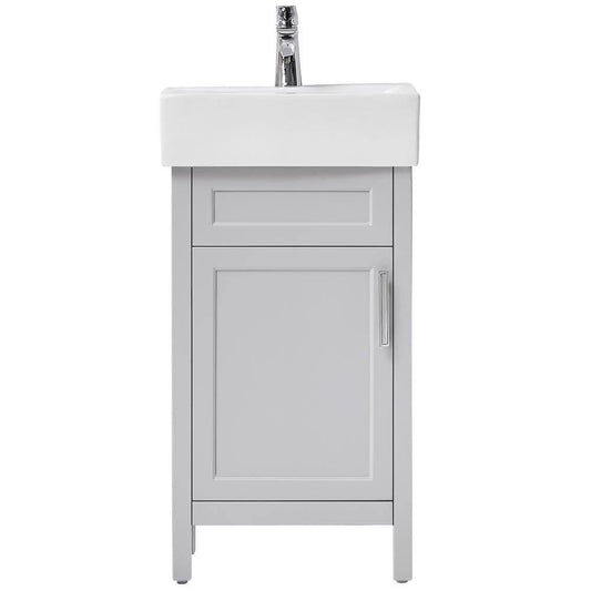 Home Decorators Collection Arvesen 18 in. W x 12 in. D Vanity in Dove Grey with Ceramic Vanity Top in White | Bathroom Vanities