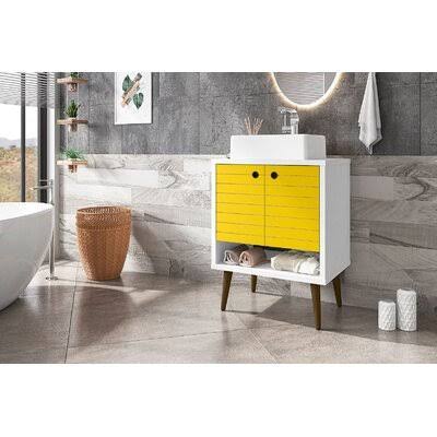 Altom 24" Single Bathroom Vanity Set Mercury Row Base Finish: White/Yellow | Bathroom Vanities